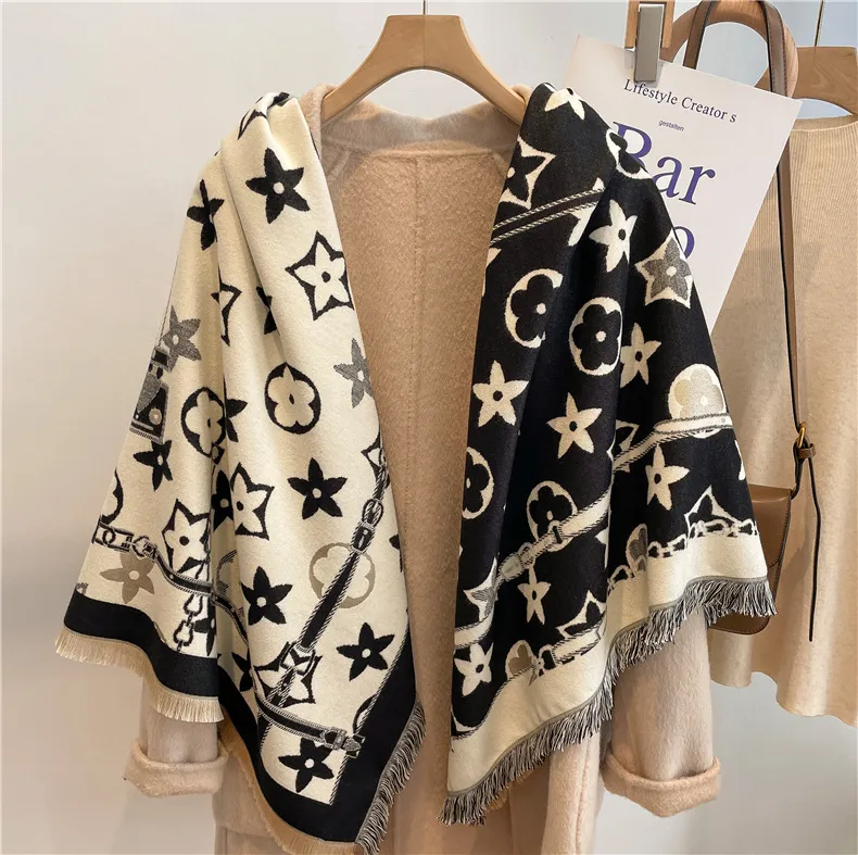 Autumn Scarf New Pentagram Tassel Stora Kerchief Women's All-Matching Thicked Cold-Sof Driving Travel Air Conditioning Filt Small Cover Quilt