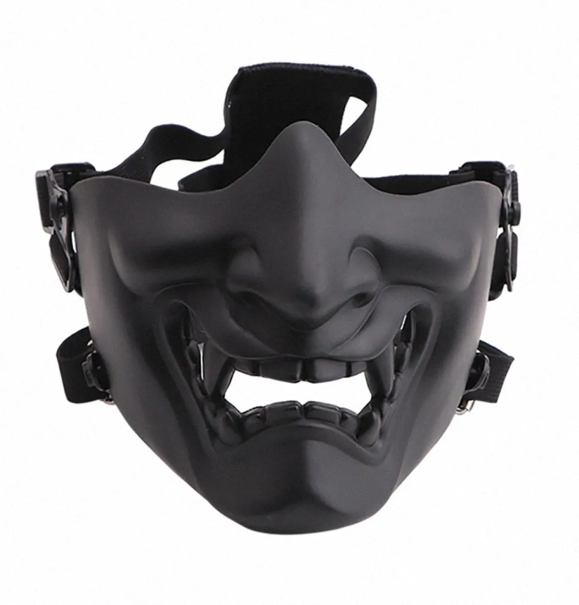 Scary Smiling Ghost Half Face Mask Shape Adjustable Tactical Headwear Protection Halloween Costumes Accessories aVAe7842236
