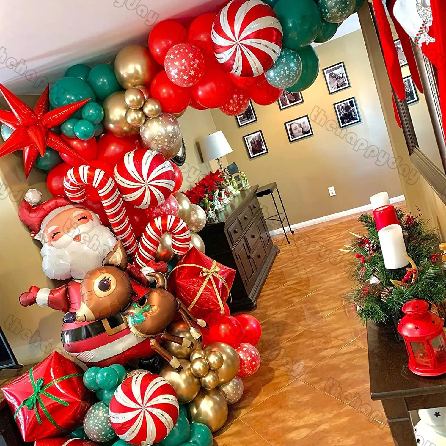 Christmas Decorations Balloon Arch Green Gold Red Box Candy Balloons Garland Cone Explosion Star Foil Year Christma Party Decor 231117