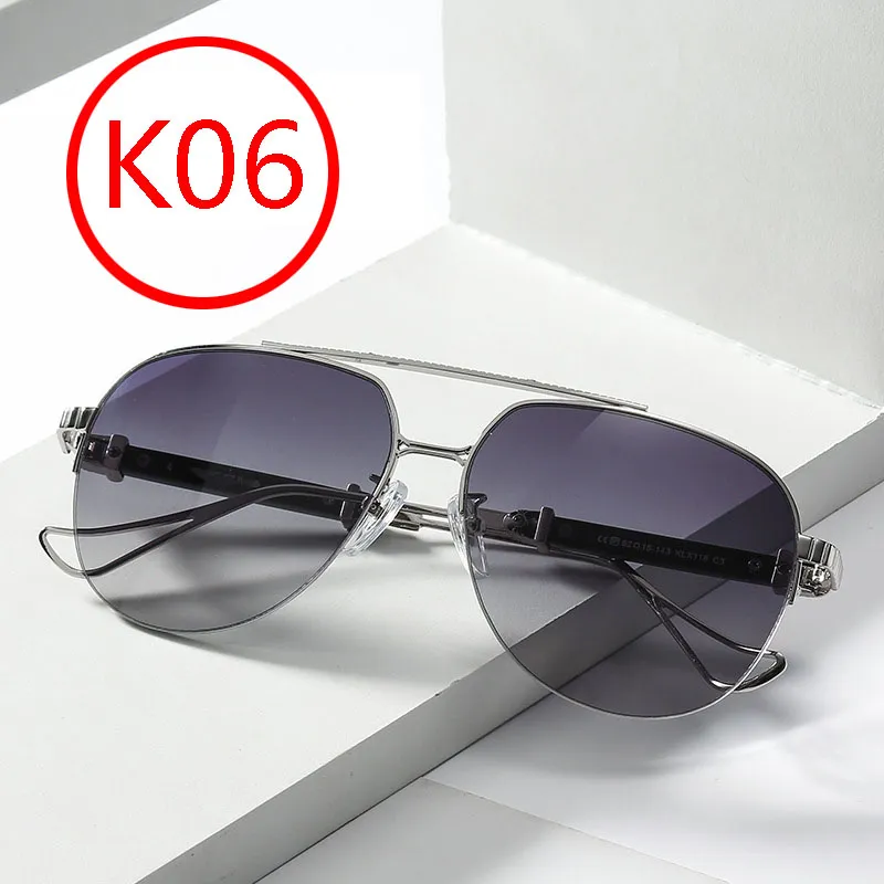 K06 Tytan Stopy Pełna ramka okulary, okulary przeciwsłoneczne, duża rama z podwójnej wiązki retro, modne okulary przeciwsłoneczne, ręcznie robiony styl sportowy, styl retro hip-hopowy w stylu punk