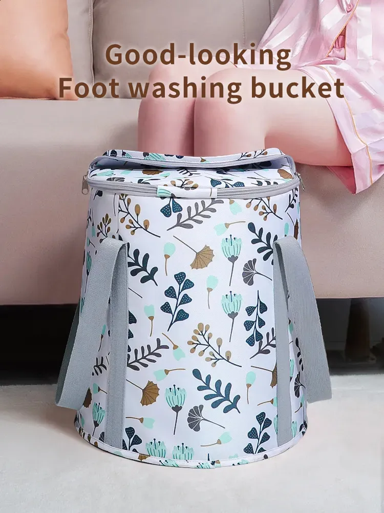 Foot Care MANMOON Collapsible Bucket Bath Basin Folding With Handle Tub For Soaking Feet Outdoor Travel Camping Washing 231118