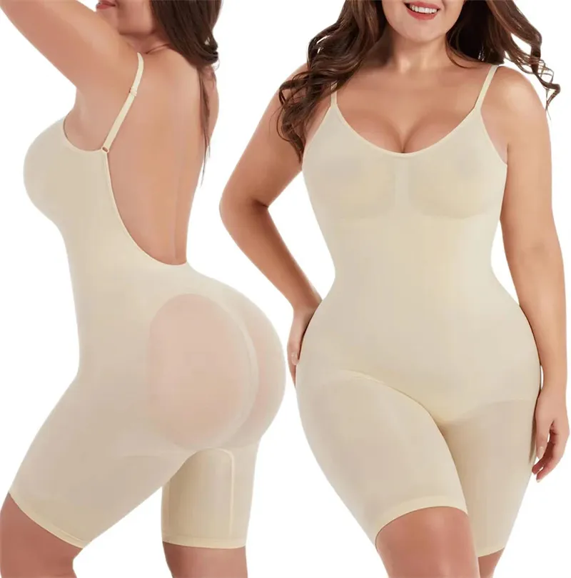 Seamless Tummy Control Bodysuit For Women Low Back, Butt Lifter, Slimming,  Mid Thigh Postpartum Corset, Plus Size Body Shaper Shapewear From Starnew,  $10.75
