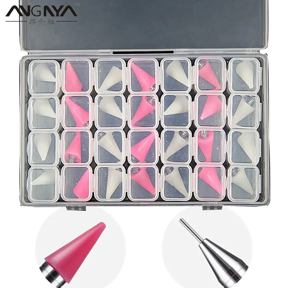 Dotting Tools ANGNYA 28 pièces tête de crayon de cire de pointage d'ongle remplaçable pour stylo de pointage d'ongle pour ramasser des bijoux de gemme d'ongle outil de cueillette de pointes d'ongles 231117