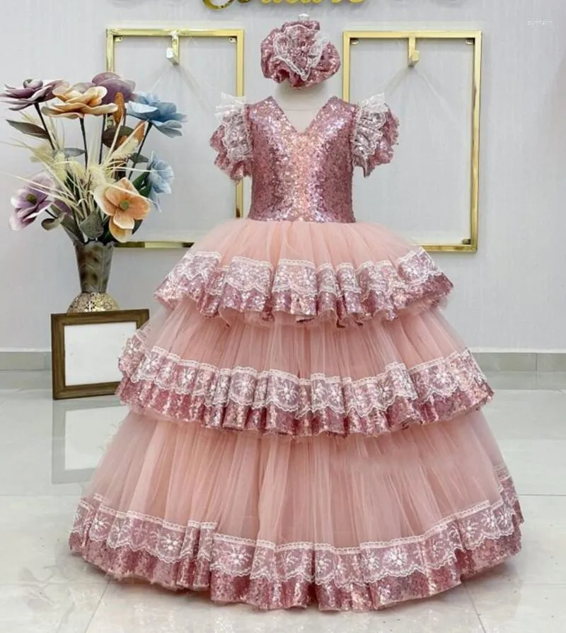 Girl Dresses 2023 Flower Girls Dress Puffy Bridesmaid Kids Children Princess Party Wedding 1 3 6 10 14 Years Vestido Custom