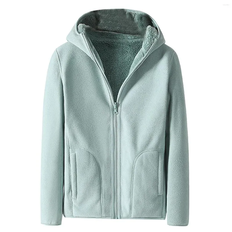 Vestes Femme Hiver Casual Couleur Unie À Manches Longues À Capuche Veste À Fermeture Éclair Manteau Polaire Corail Velours Porter Des Deux Côtés Veste