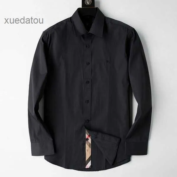 Camisa de vestido masculino Slim equipado com colarinho de colarinho de colarinho de manga longa Pure Cotton Designer Brand Spring Summer Business Office Casual Macho Clothing 2 4KS8