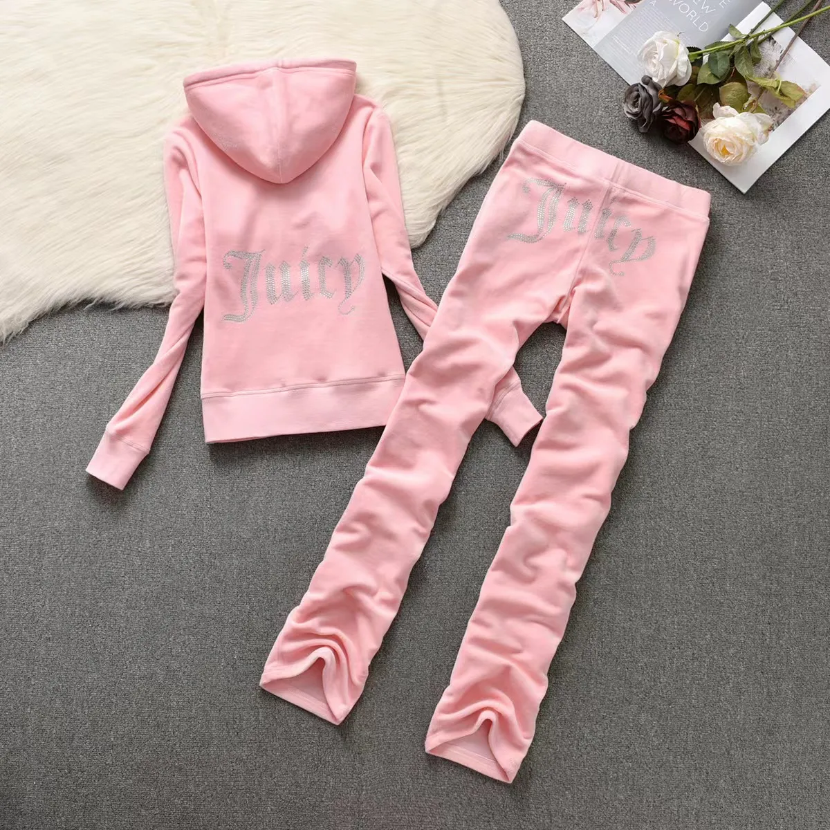 Pants Sportswear Womens Two Piece Pants Velvet Juicy Tracksuit Women ...