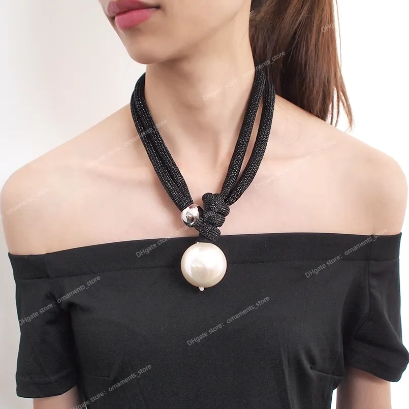 Big Imitation Pearl Statement Chokers Necklaces For Women Fashion Thick Rope Adjustable Pendant Necklaces Jewelry Fashion JewelryNecklace big choker necklace