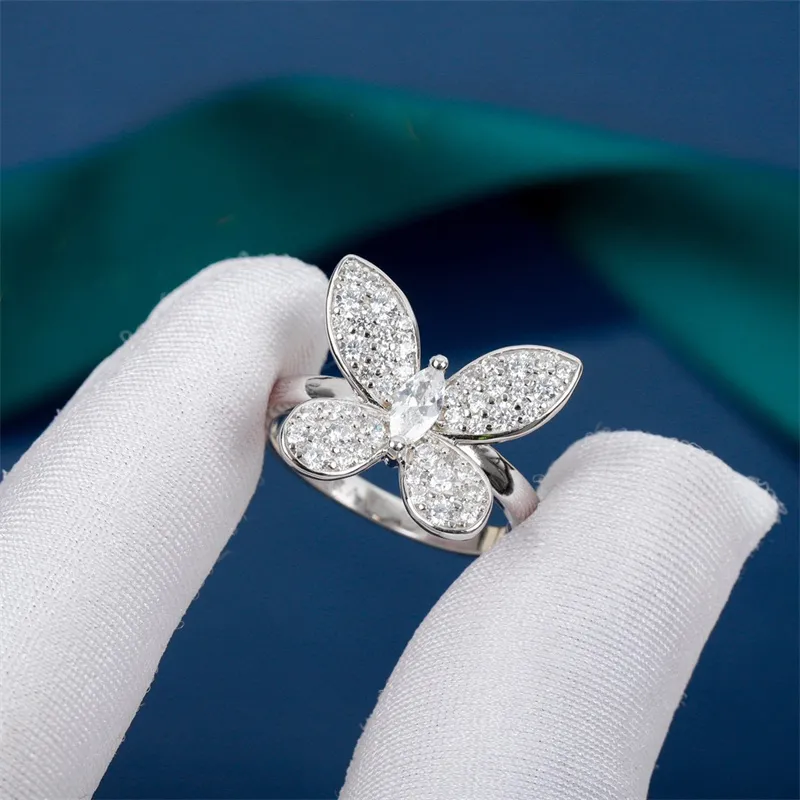 Graffs Wedding Ring oorbel voor dames met doosontwerper vlindervorm sieraden 925 Sterling zilveren klassieke witte diamanten ringen verloving dame kerstcadeaus