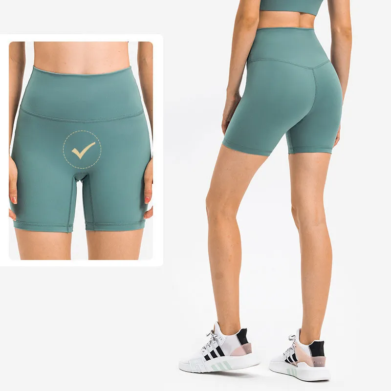 L_067 High Rise Short No T-Line Shorts de Yoga Sports Sports Mulheres elásticas