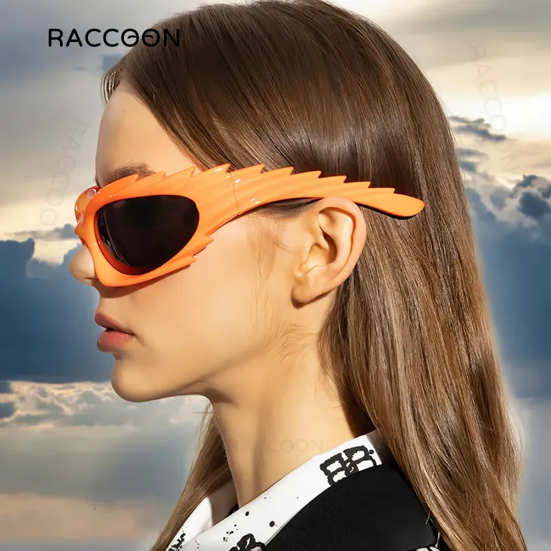 Sonnenbrillenrahmen Spike Rechteck Frauen Vintage Luxus Marke Design Mode Hip Hop Punk Wrap Around Sonnenbrille Männer Y2K Sport Shades 231117