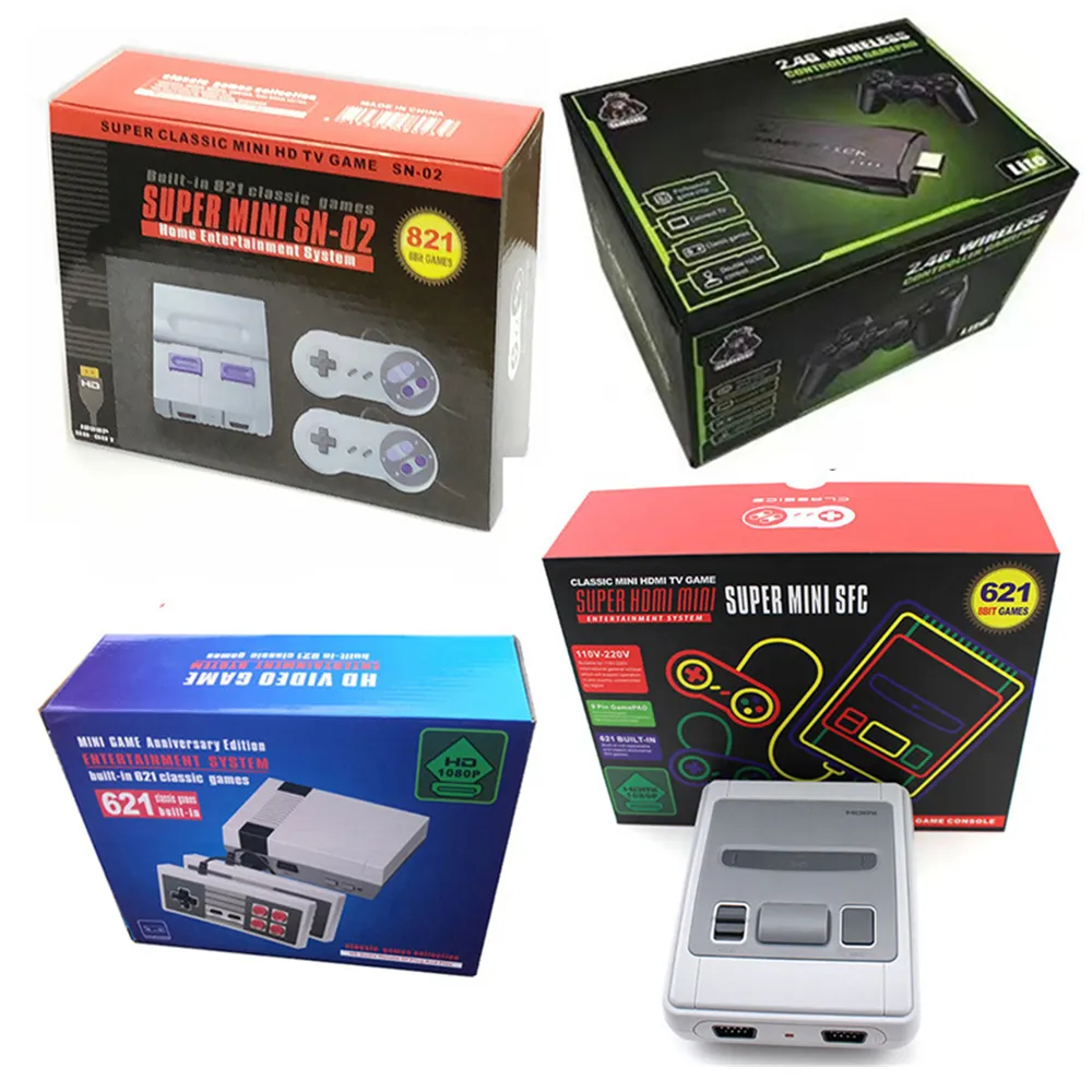 Portabla spelspelare NES-621 SNES-821 SFC-621 M8 Arcade Handheld HD Output TV Video Game Consoles Retro Game Player Classic Gaming Console for Kids Gift 620 400 400