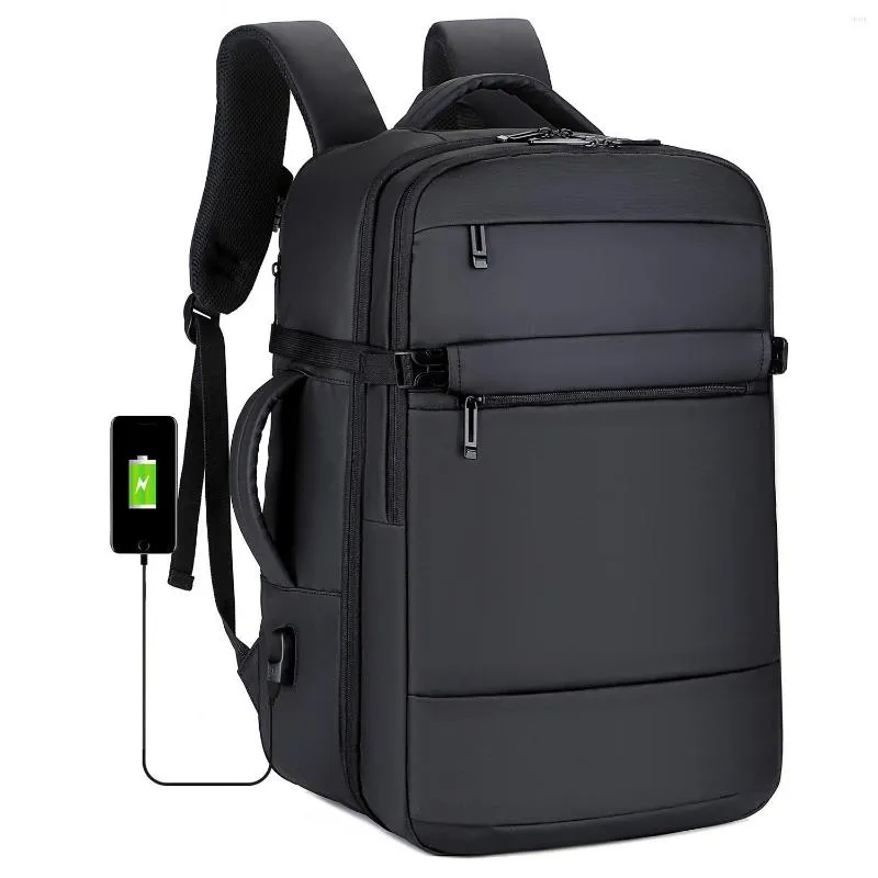 Sac à dos 17 "ordinateur portable pour hommes sacs étanche en Nylon ordinateur portable multifonction extensible USB charge noir sac homme voyage sacs à dos