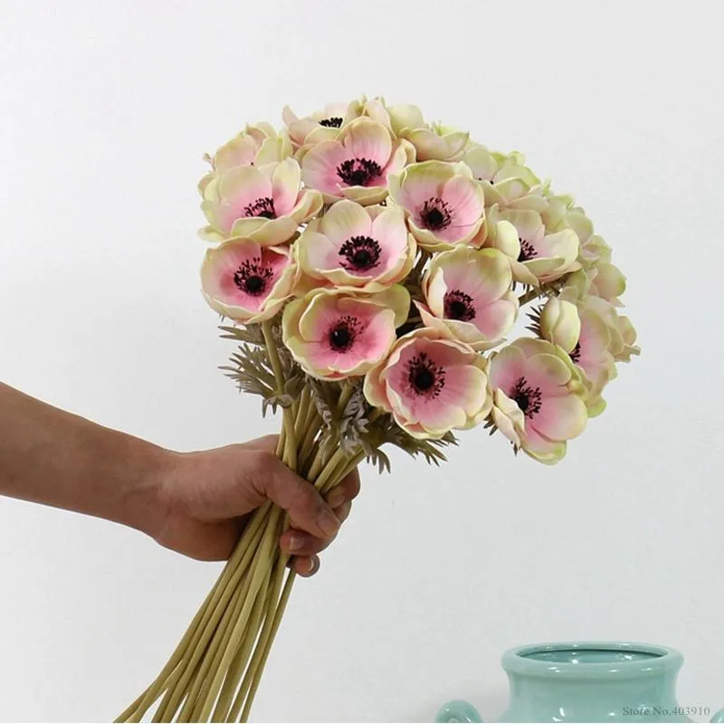 Decoratieve bloemen kransen echte touch kunstmatige anemone zijden flores kunstmatige voorstelling voor herfst herfst bruiloft decoratie nep accessoires wheat