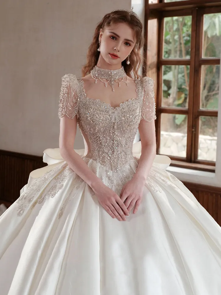 sachin and babi light blue dress Lulus Now and Always White Beaded Embroidered Strapless Wedding Gown 4 main image 1