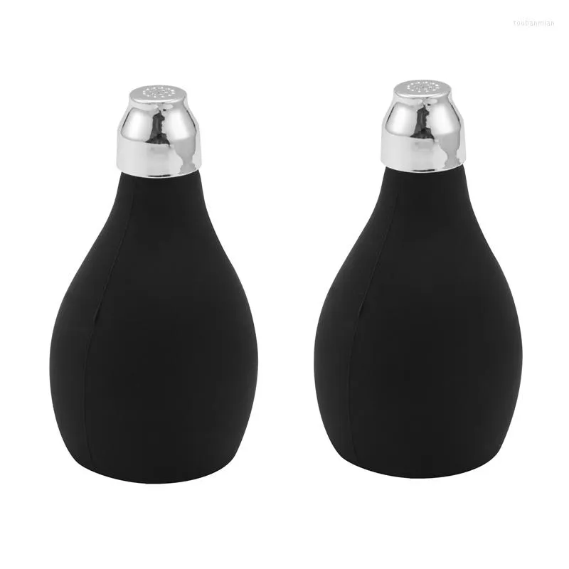 Botellas de almacenamiento 2X Botella de spray en polvo Dispensador de silicona recargable Contenedor vacío para barbero Pulverizador negro al por menor