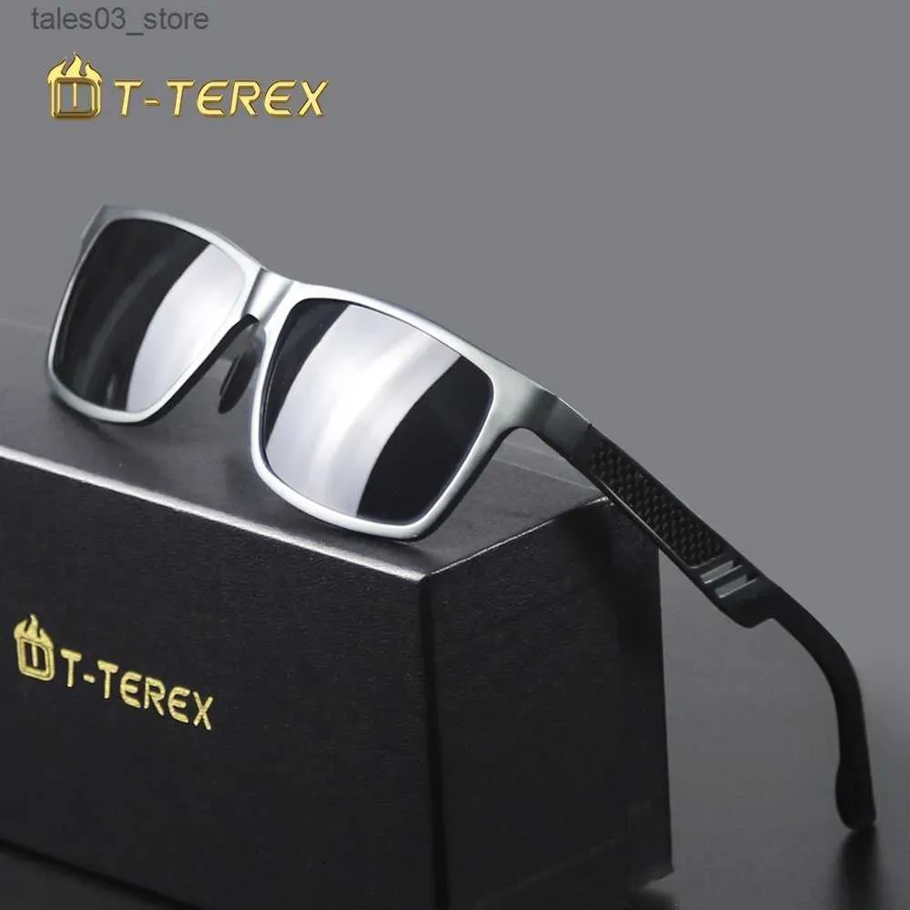 Lunettes de soleil T-TEREX lunettes de soleil hommes polarisées Anti-éblouissement lentille UV400 aluminium magnésium carré cadre Sport lunettes de soleil pour la conduite pêche Q231120