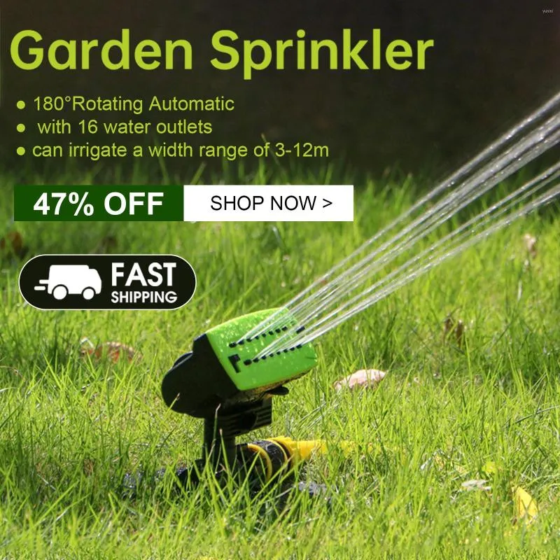 Bewässerungsgeräte 16-Loch-Gartensprinkler 180 ° drehbares automatisches Bewässerungssystem Rasen-Patio-Hof-Wassersprüher im Freien