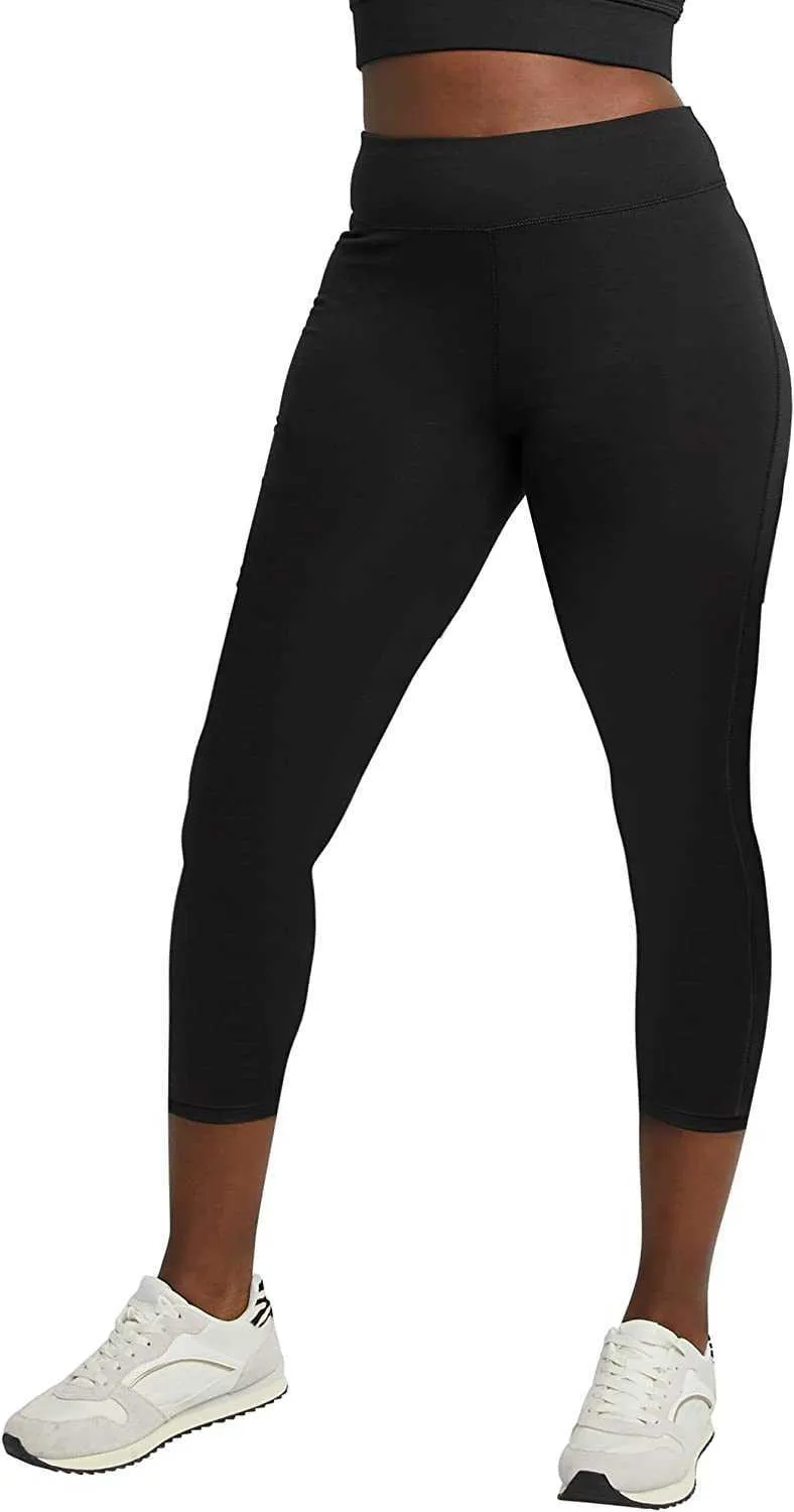 Hanes Women's Capri Leggings Stretch Cotton-Spandex Leggings High Waist Women's Sports Leggings 22"