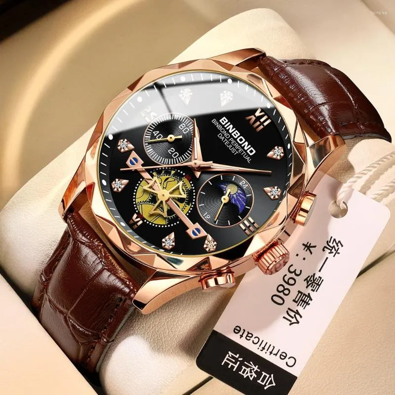Relógios de pulso relógios masculinos Top Business Fashion Watch Men Chronógrafo Esporte Imper impermeável Tourbillon Quartz Relógio Relogio Masculino
