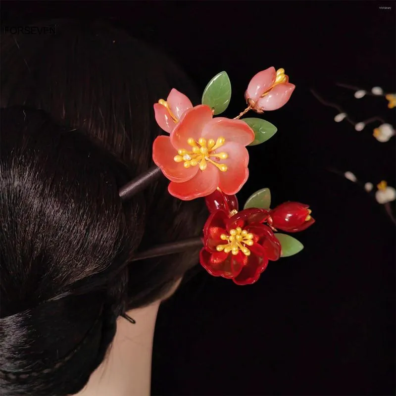 Hair Clips Retro Flower Sticks Forks Handmade Wooden Hairpins And For Women Bun Maker Jewelry Accessories