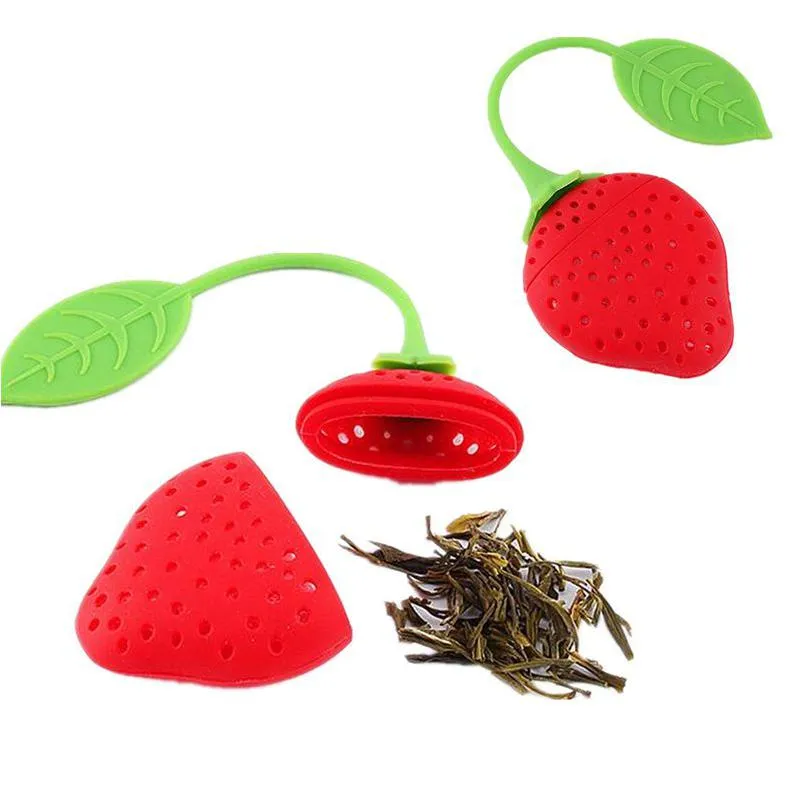 Coffee Tea Tools Sile Strainer Creative Stberry Shape Teas Infuser Home Vanilla Spice Filter Diffuser Cup Hanger Drop Deli Dhgarden Dhh8L