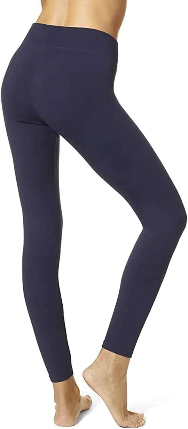 HUE Womens Wide Waistband Cotton Ultra Athleta Leggings With