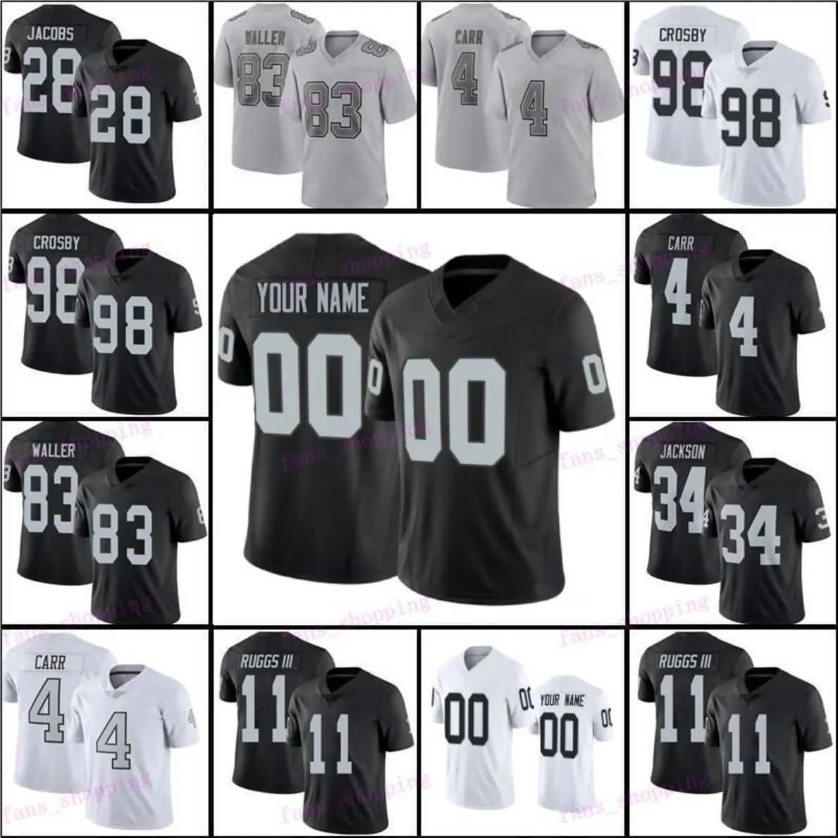 Brock Bowers Davante Adams Maxx Crosby Football Jersey Jimmy Garoppolo Hunter Renfrow Bo Jackson Michael Mayer Charles Woodson O'Connell Jakobi Meyers