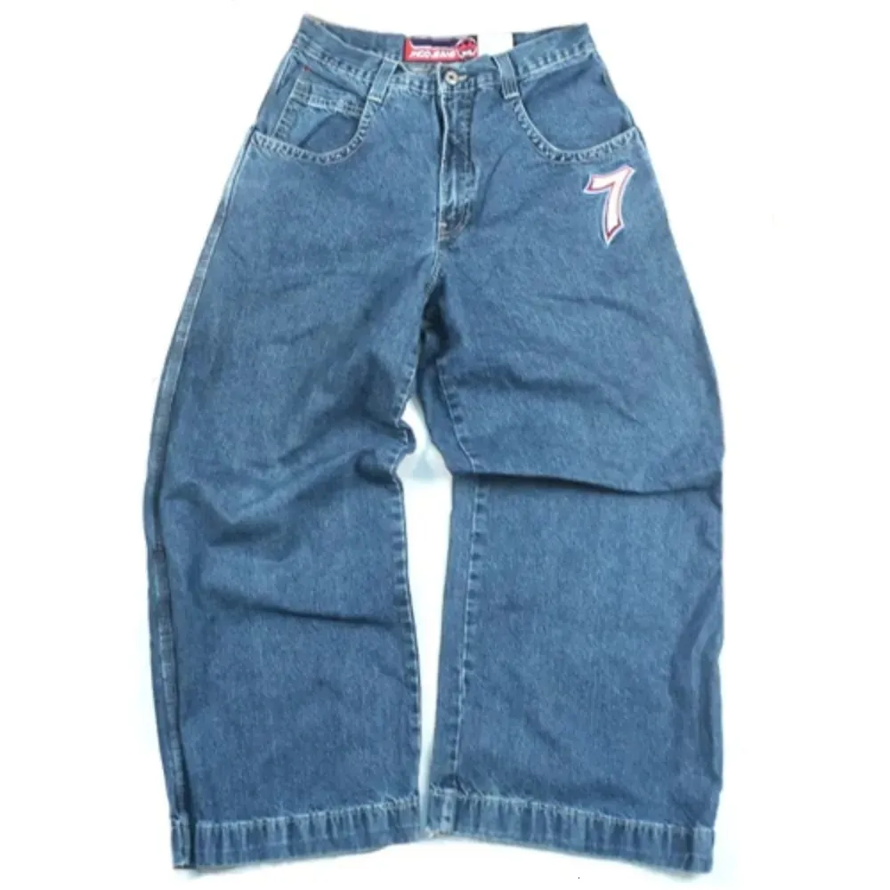 Y2K Fashion Jeans: Retro Baggy Jeans with Dice Embroidery