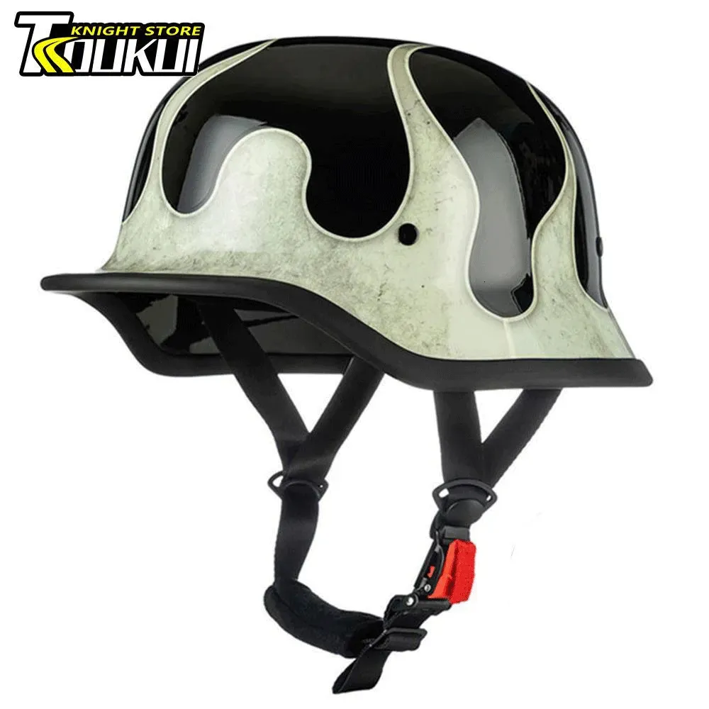 Casques de cyclisme Casque rétro Moto Allemand Vintage Moto Tactique Demi Scooter Moto Hommes Femmes 231117