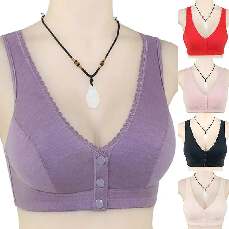 Sutiãs de sutiã de algodão de algodão frontal colete brassiere mole feminina íntima feminina sugestão plus size bras for women wide strap p230417