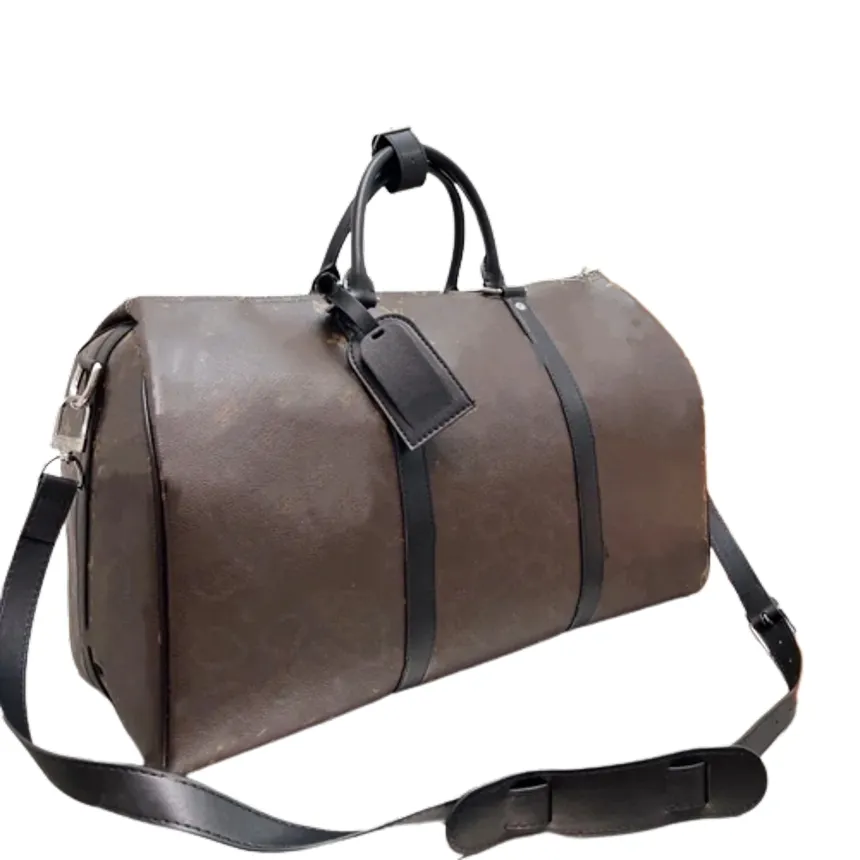 Grand Sac De Voyage Sport En Simili Cuir Noir - Double Anse + Bandoulière, 48x30cm, Neuf Avec étiquettes