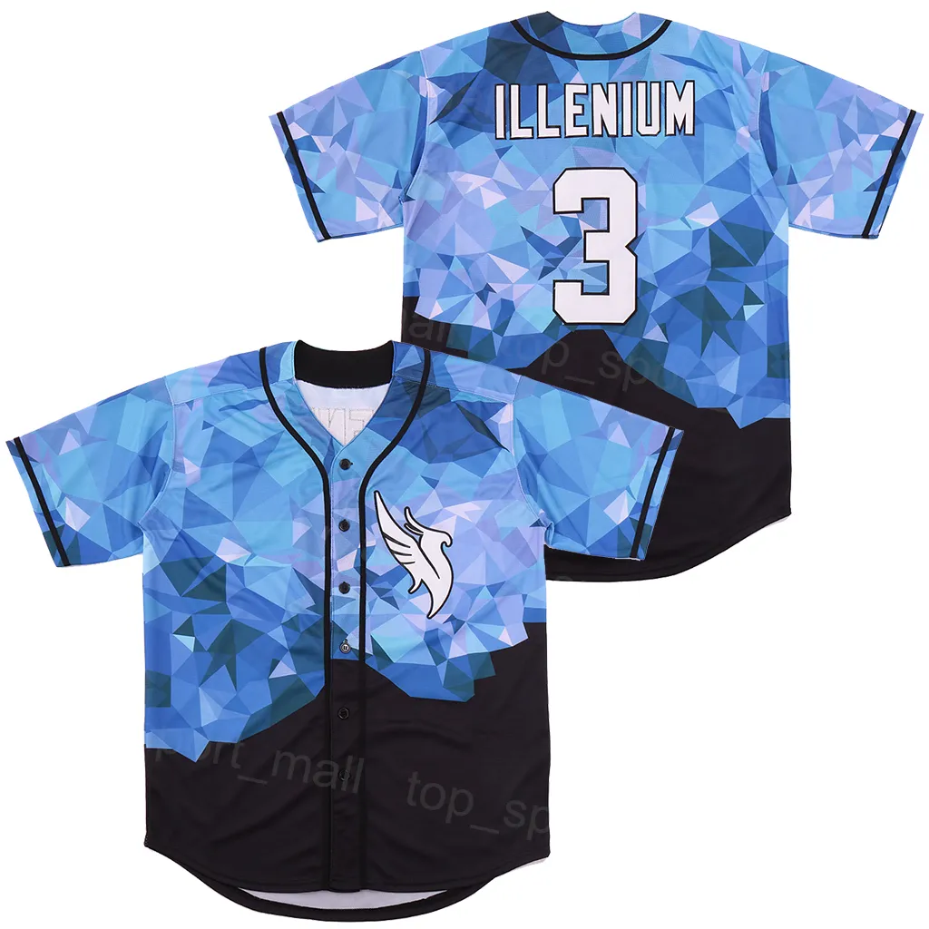 Moive Baseball 3 ILLENIUM Jersey LTD Nick Diamond Embroidery And Stitched Black Blue White Team Color Cool Base Cooperstown Vintage College For Sport Fans Men Sale