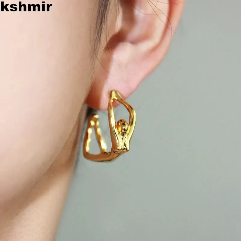 Stud Kshmir Korea Metallic Line zakrzywione kolczyki Moda Metalowy temperament dla damskich przyjęcia urodzinowego 231117