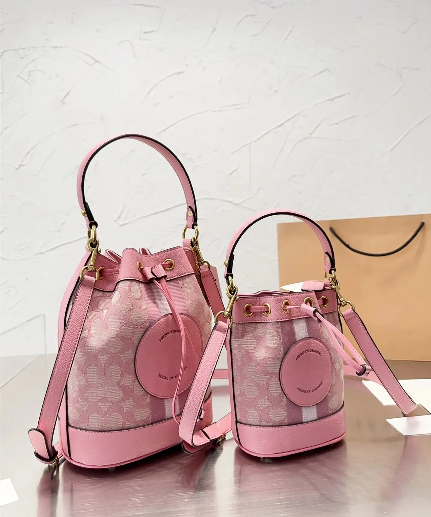 MT Bucket Bag Dempsey Series Mini Sac Seau Sangle Amovible Sac à Main de Luxe Designer Portefeuille Sac à Bandoulière en Cuir pour Femme et Sac à Bandoulière