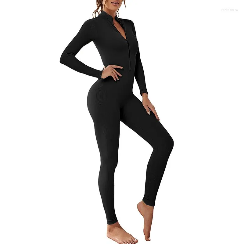 Intimo modellante da donna Abbigliamento sportivo da yoga per donna Body elastico Zip lunga Un pezzo Filo solido Danza Donna sexy Push up Allenamento Jogging Abbigliamento sportivo