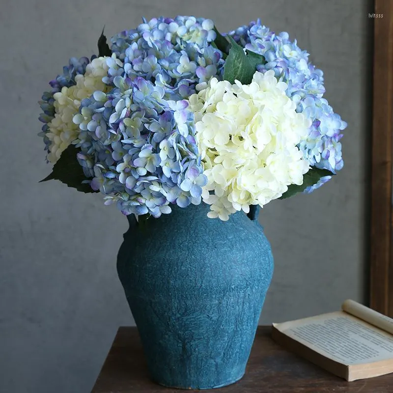 Decorative Flowers Wholesale Wedding Big Hydrangea Fake Flower Two-color Single Branch Artificial