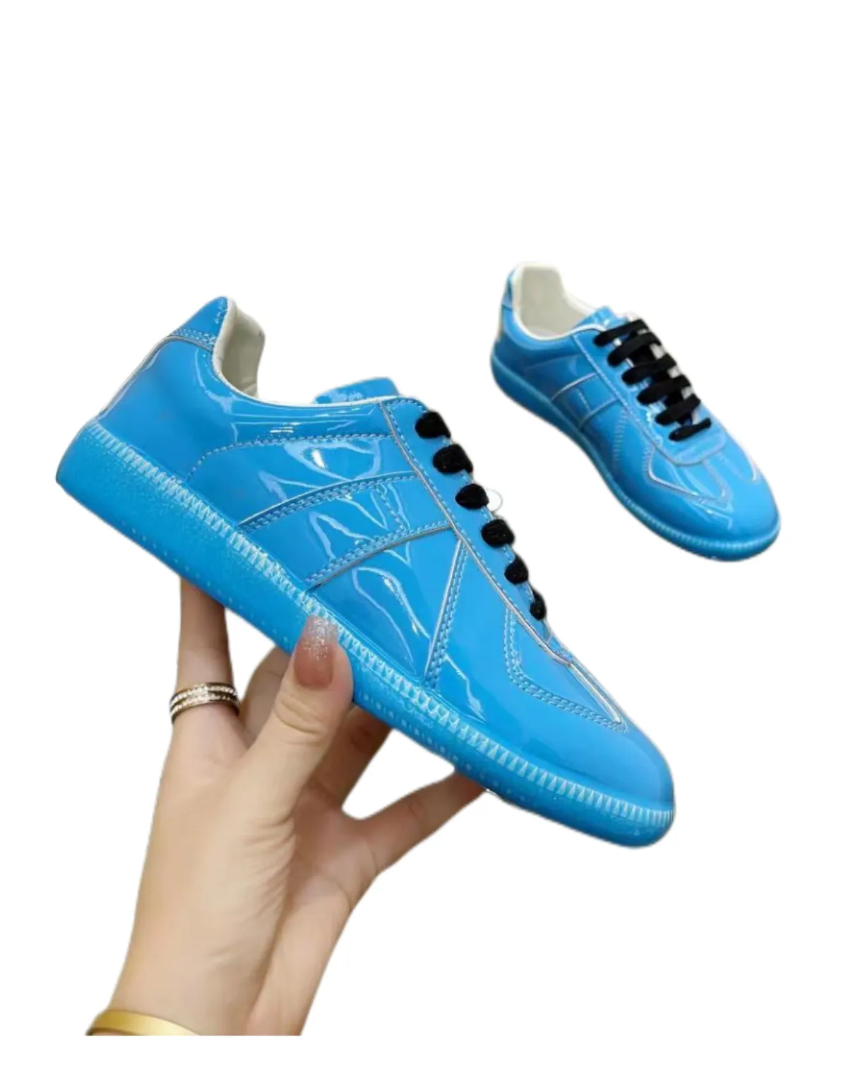 Designer Men MM6 Vita skor Kvinnor Gat äkta läder Lace Up Tongue Super Star Old-Fashioned GB Shoe Low Top Graffiti Sneaker Real Cowhide With Box Size 35-45