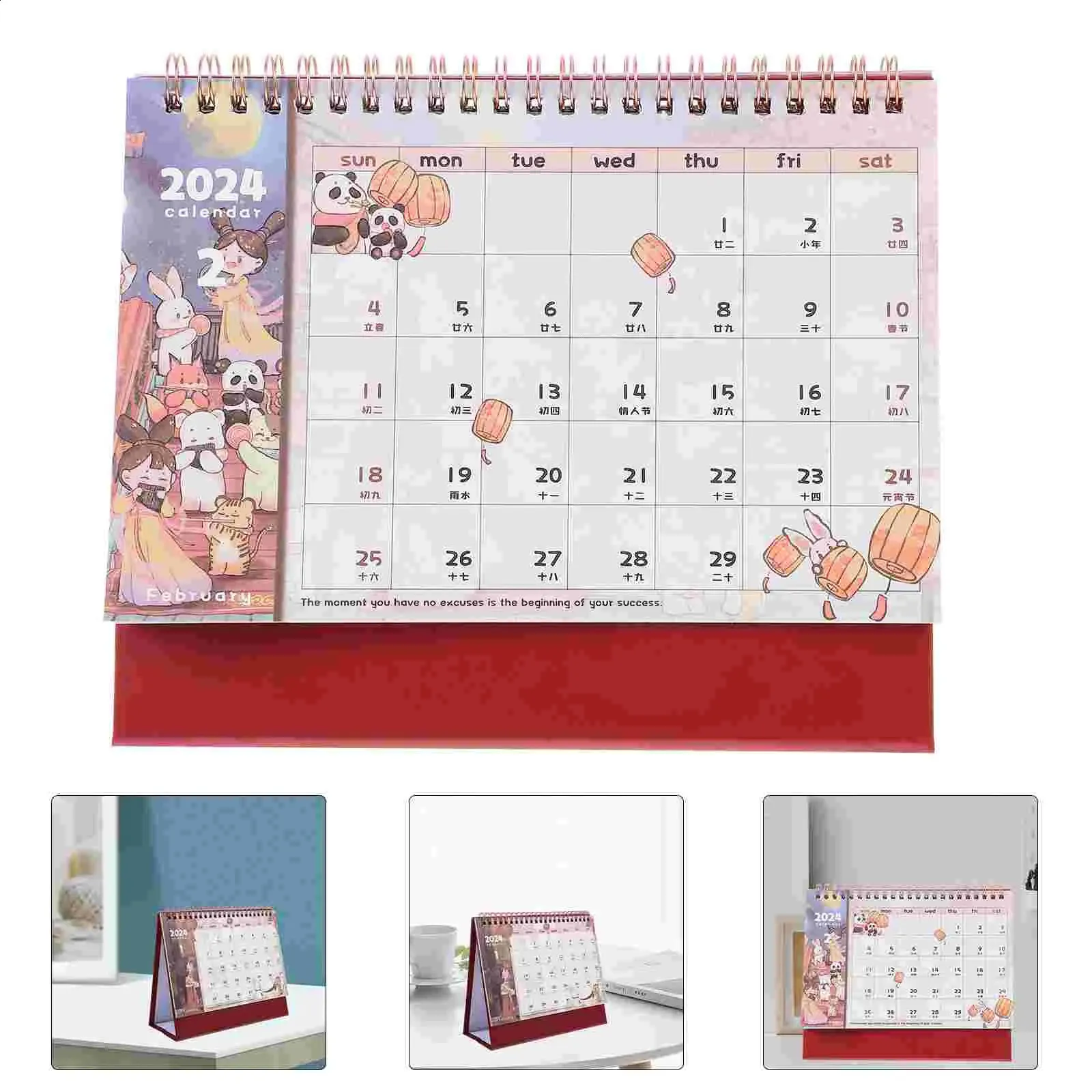 カレンダーデスクトップ装飾デスクカレンダー2024漫画小さな装飾折りたたみ紙装飾計画オフィス231118
