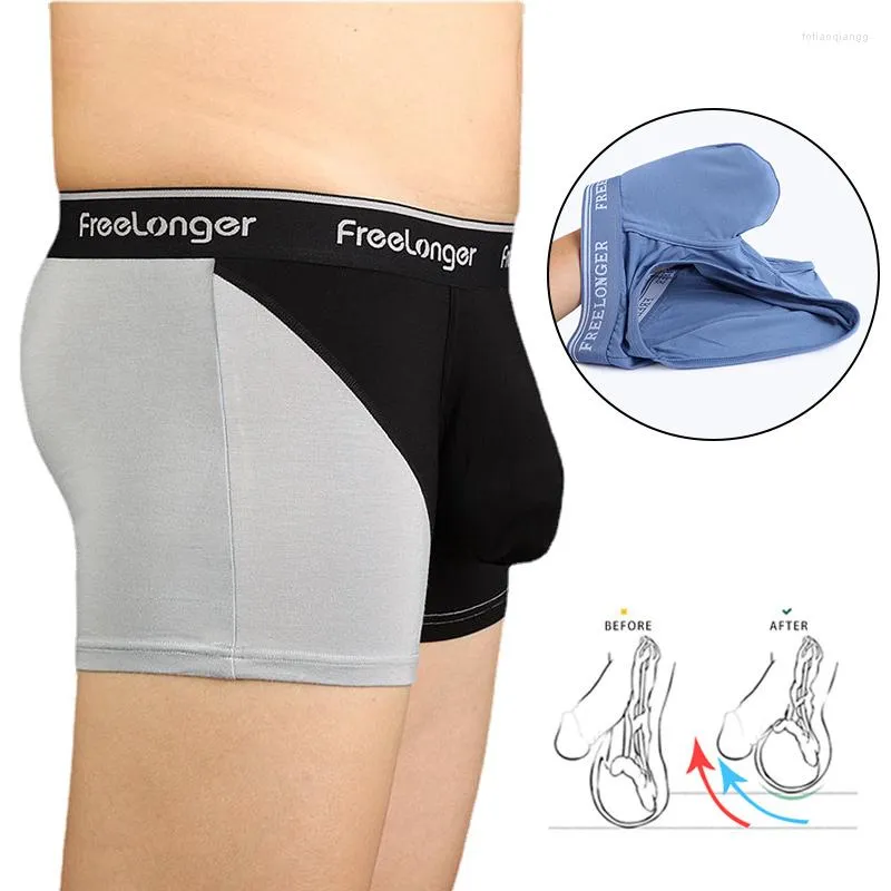 Onderbroek Man Big Dick Boxers met Super Bulge Penis Pouch Underwear Gay Modal Long Cock sexy lingerie plus U-Convex Breath Divide shorts