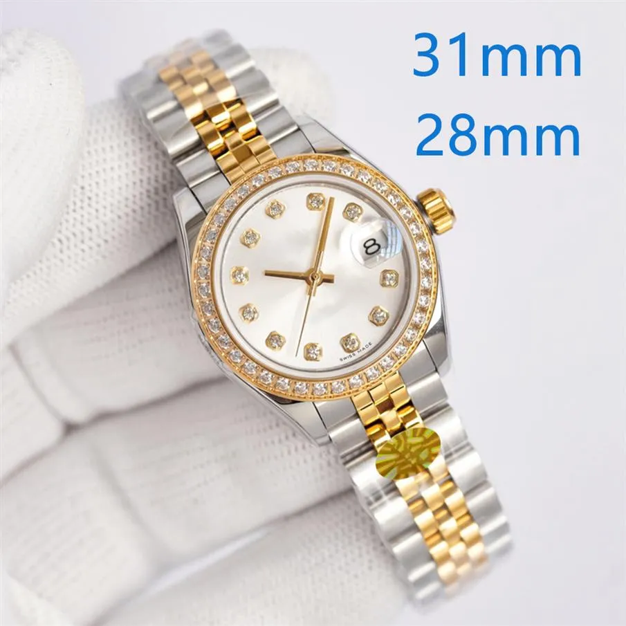 Art- und Weisedamen-Uhren 31mm 28mm automatische mechanische Uhr-Edelstahl-Bügel-Diamant-Vorwahlknopf-Entwurfs-Lebens-wasserdichte Armbanduhr G302d