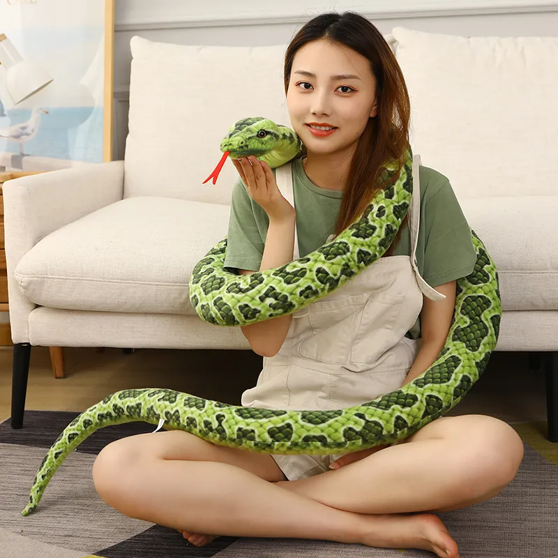 Plush Dolls 1pc 200cm 300cm Giant Snakes Toy Simulation Long Golden Python Stuffed Snake ie Children Boys Gift Home Decoration 230418