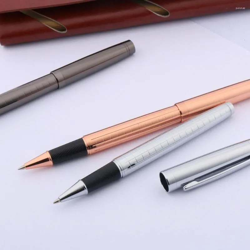 Metal Gun Grey Rollerball Pen Borsted School Rose Golden Silver Trim Stationery Office Supplies Writing