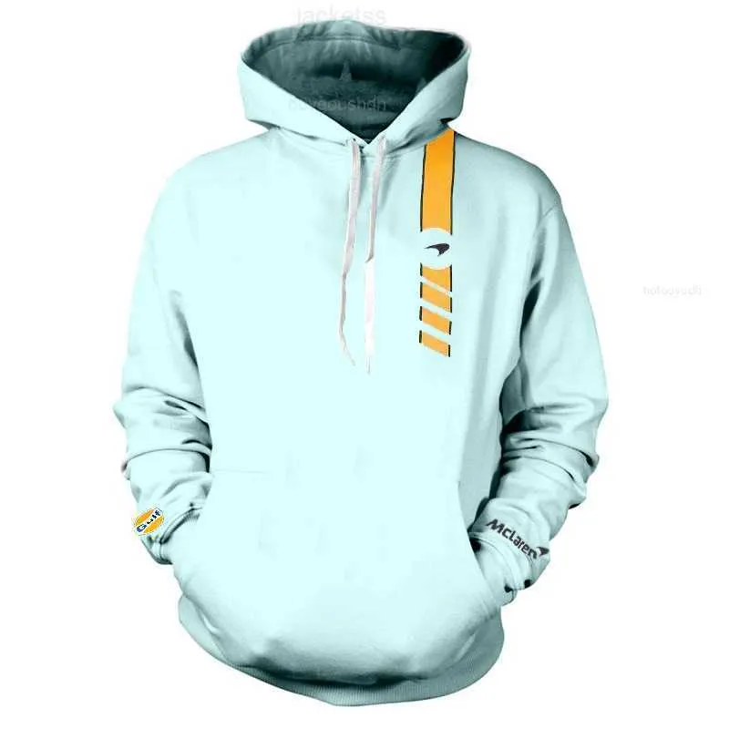 Sweats à capuche pour hommes Sweatshirts McLaren F1 Team Sweat à capuche pour fan de course à manches courtes Thème du pilote bleu Sweat à capuche commémoratif Gulf Oil marque été