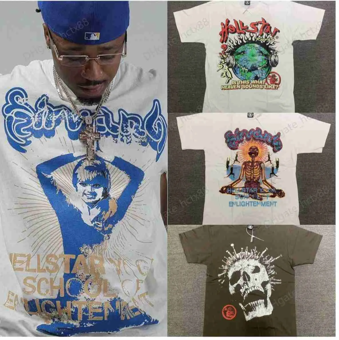 Hellstar Studios suona come il paradiso tee tee alla moda maniche corte hip-hop magliette unisex cotone tops uomo magliette vintage