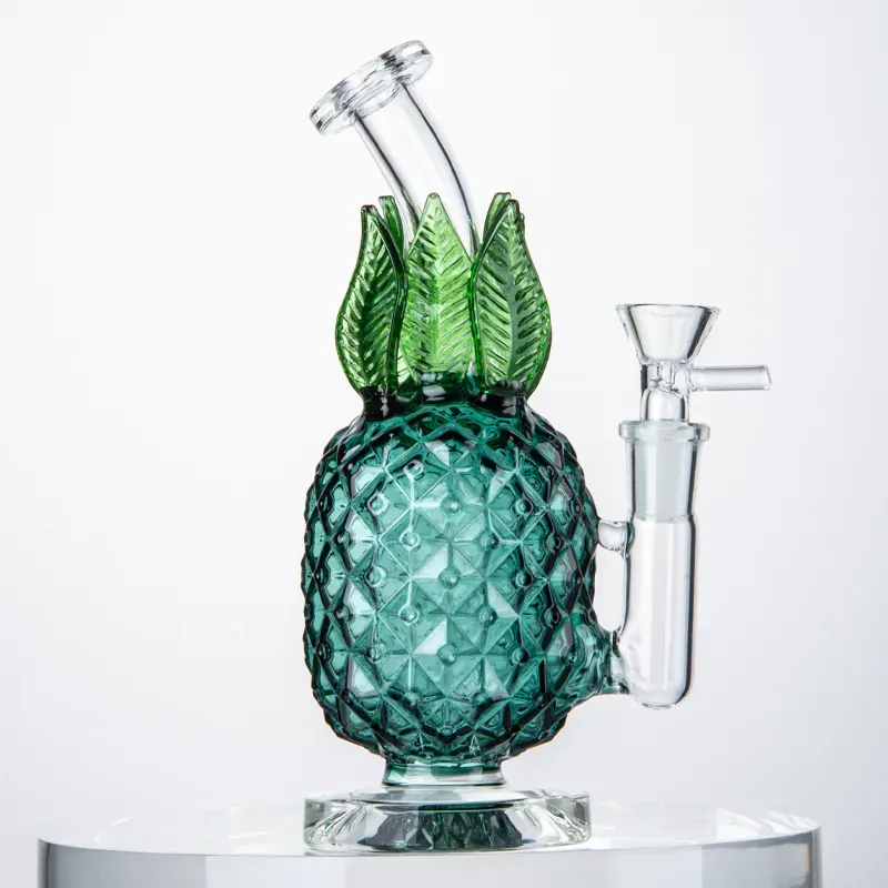 GCC Wholesale Pineapple Bong Hookahs 7 Inch Straight Tube Thick Glass Bongs Recycler Heady Dab Oil Rigs Bubbler Water Pipes With The Bowl WP2194