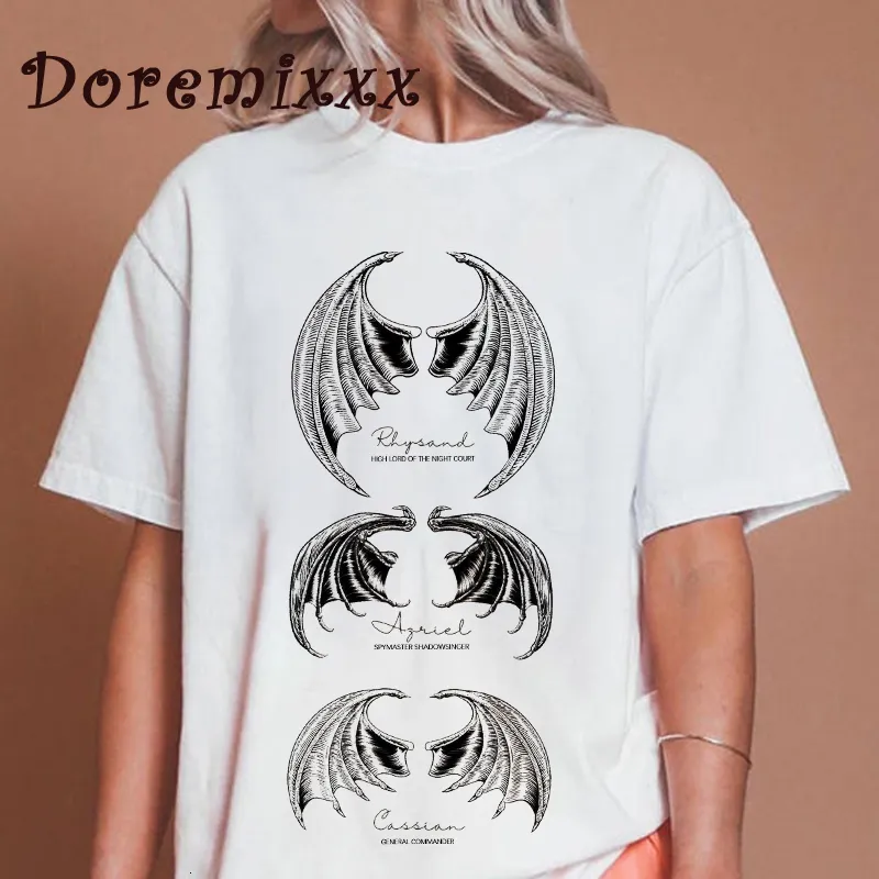 T-shirt femme The Night Court T-shirt graphique pour hommes T-shirts d'été à manches courtes ACOTAR T-shirt chauve-souris Harajuku Streetwear Mode Femme Tops 230419