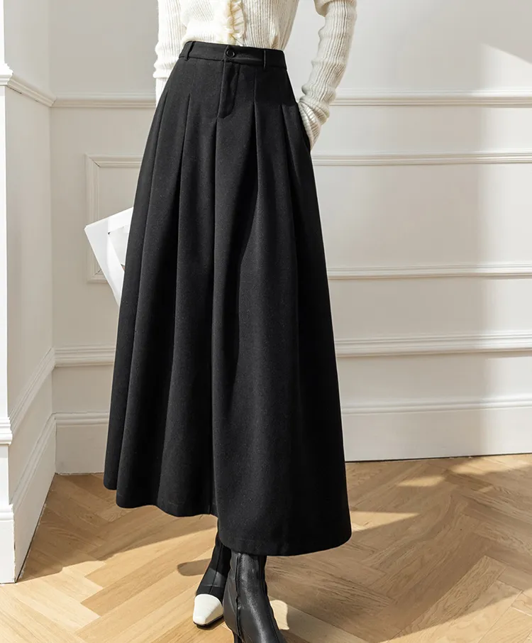 Linen maxi buds skirt for autumn J084-9 Linen maxi buds skirt for autumn J084-9
