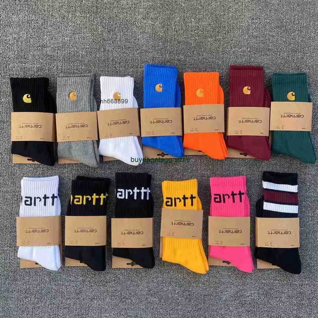 Serviette Hommes Chaussettes pour hommes 2023 Chaussettes Marque de mode Carhart Bas Outillage Marée Long Barrel Or massif Brodé Basketball Bux3