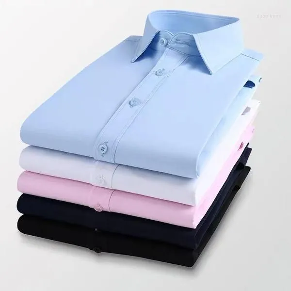 Camicie eleganti da uomo Stile classico 2023 Solido manica lunga da uomo Casual Comodo traspirante Abbigliamento da uomo da ufficio